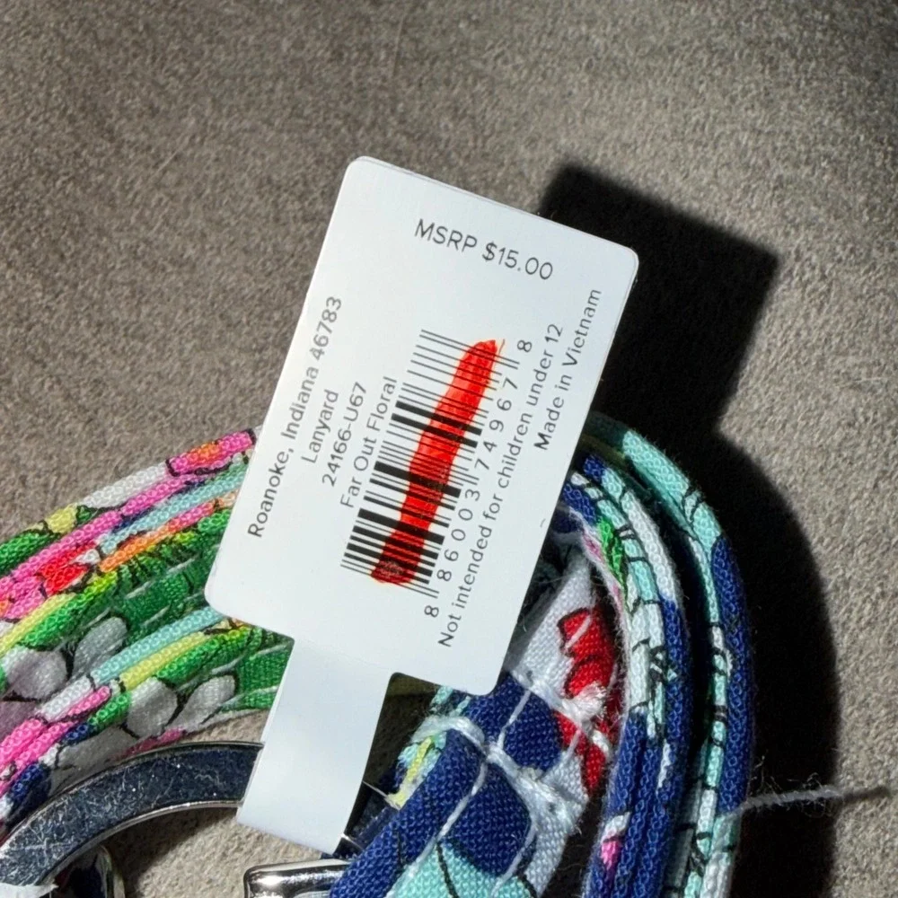 Vera Bradley Far Out Floral Lanyard Multicolor Cotton ID Holder 24166-U67 NWT